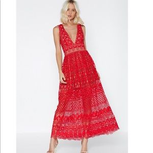 RED Nasty Gal lace dress